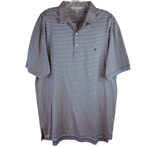 Peter Millar Golf Polo Shirt Mens Size M Medium Yellow Blue - Picture 2 of 12